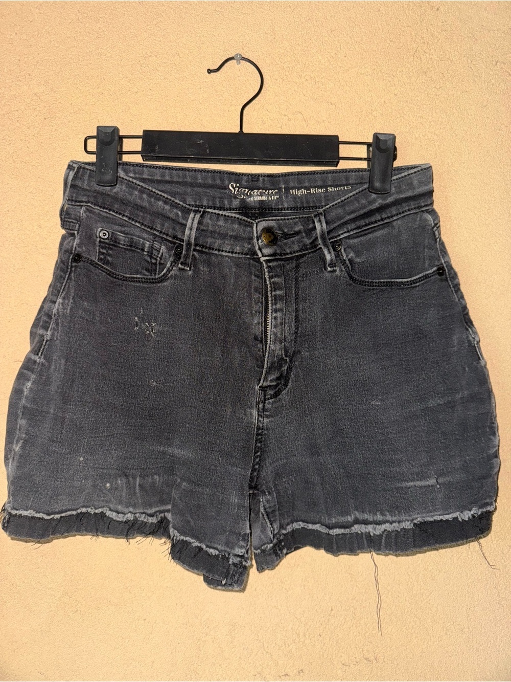 Signature Washed Black High-Rise Denim Shorts - Picture 2 of 5